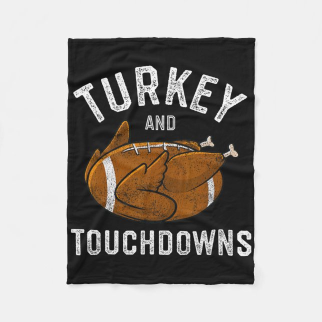 Thanksgiving-kalkon och touchdowns fotboll män poj fleecefilt (Framsidan)