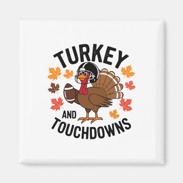 Thanksgiving-kalkon och touchdowns fotbollsspelare magnet (Framsidan)