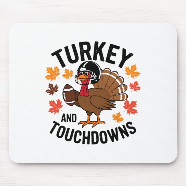 Thanksgiving-kalkon och touchdowns fotbollsspelare musmatta (Framsidan)