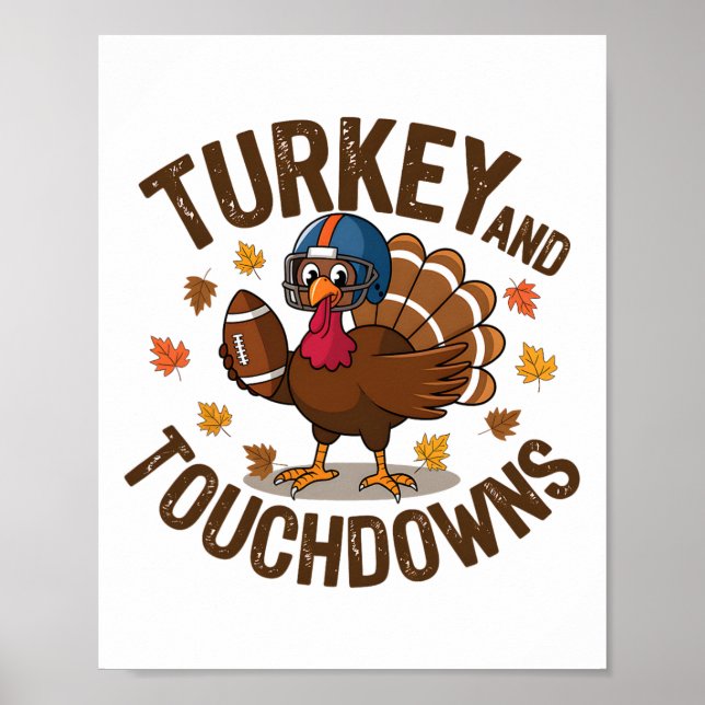 Thanksgiving-kalkon och touchdowns fotbollsspelare poster (Framsidan)