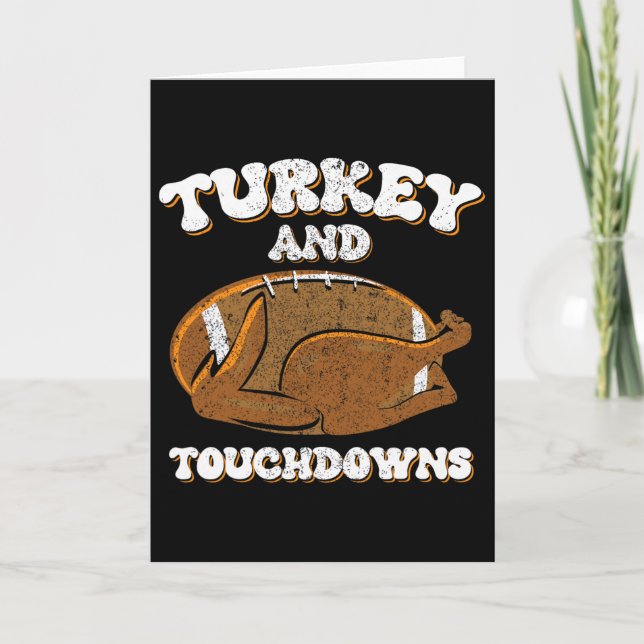Thanksgiving-kalkon och touchdowns män pojkar fotb kort (Framsida)