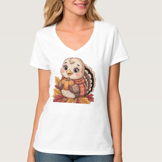 Thanksgiving kalkon pumpa höstlöv t shirt (Framsida)
