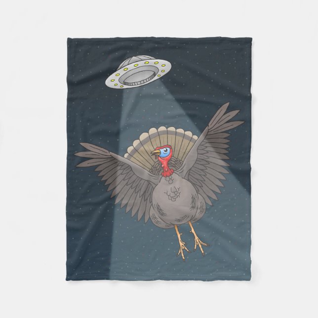 Thanksgiving Kalkon Räddad Av Aliens Fleecefilt (Framsidan)