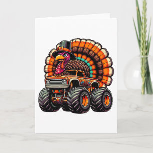 Thanksgiving Kalkon Ridning Monster Truck Pojkar B Kort