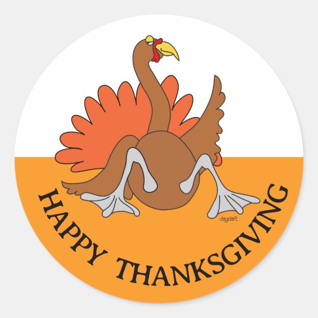 Thanksgiving Kalkon  Runt Klistermärke (Framsida)