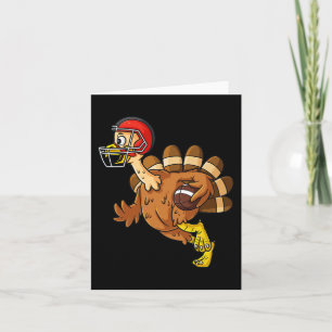 Thanksgiving Kalkon Springande Tillbaka Fotboll Po Kort