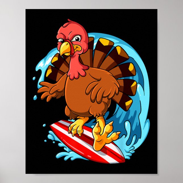 Thanksgiving Kalkon Surfing Poster (Framsidan)
