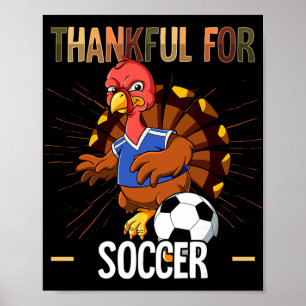 Thanksgiving Kalkon Tacksam För Fotboll Poster