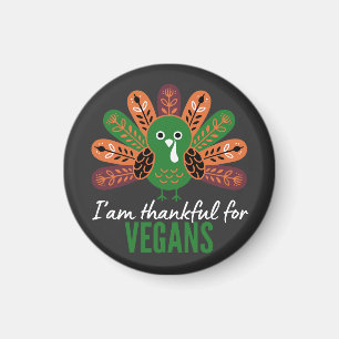 thanksgiving Kalkon Tacksam för Veganer Magnet