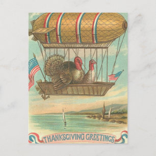 Thanksgiving-kalkoner i en blimp helg vykort