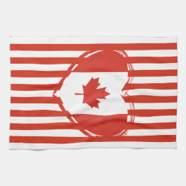 Thanksgiving Kanada - Rött hjärta och rand Kökshandduk