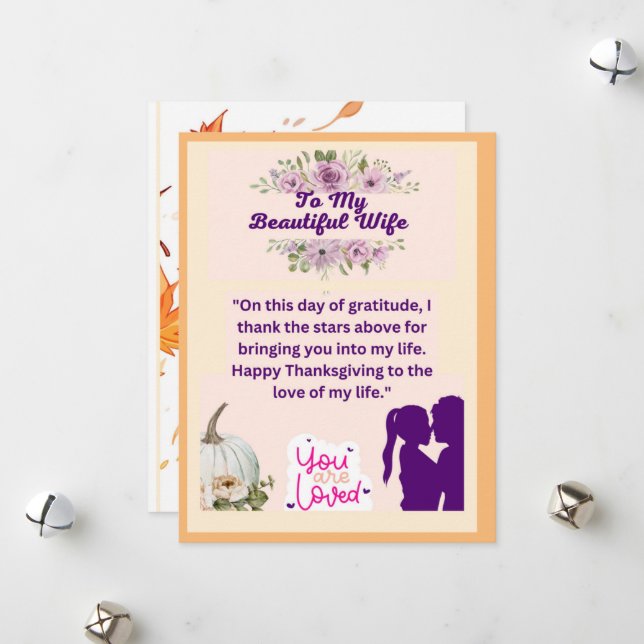Thanksgiving Kärlek för min vackra fru Julkort (Fram/Back In Situ)