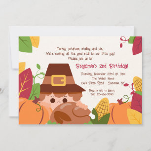Thanksgiving Kid Birthday-inbjudan Inbjudningar