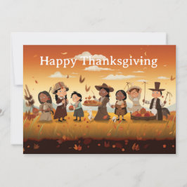 Thanksgiving Kids 12 Julkort