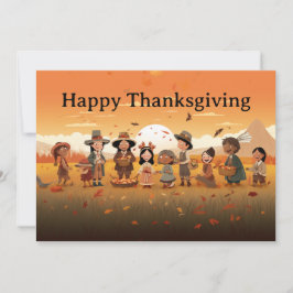 Thanksgiving Kids 13 Julkort