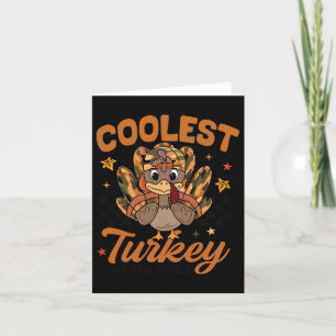 Thanksgiving Klokt Turkiet vid Bord Småbarn B Kort