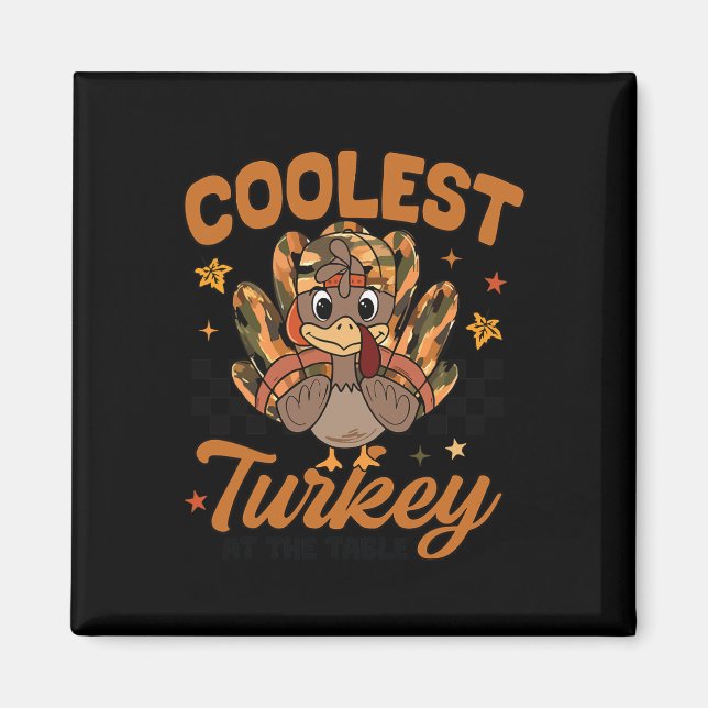 Thanksgiving Klokt Turkiet vid Bord Småbarn B Magnet (Framsidan)