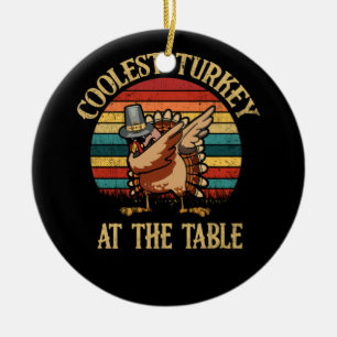 Thanksgiving Klost Turkiet vid Bord Dabbing Julgransprydnad Keramik
