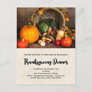 Thanksgiving Kornucopia Postkort för middagsinbjud Vykort
