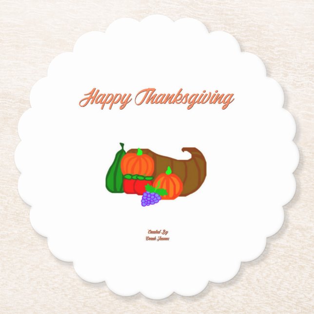 Thanksgiving Kornuskopa Underlägg uppringd runda Papper (Framsida)