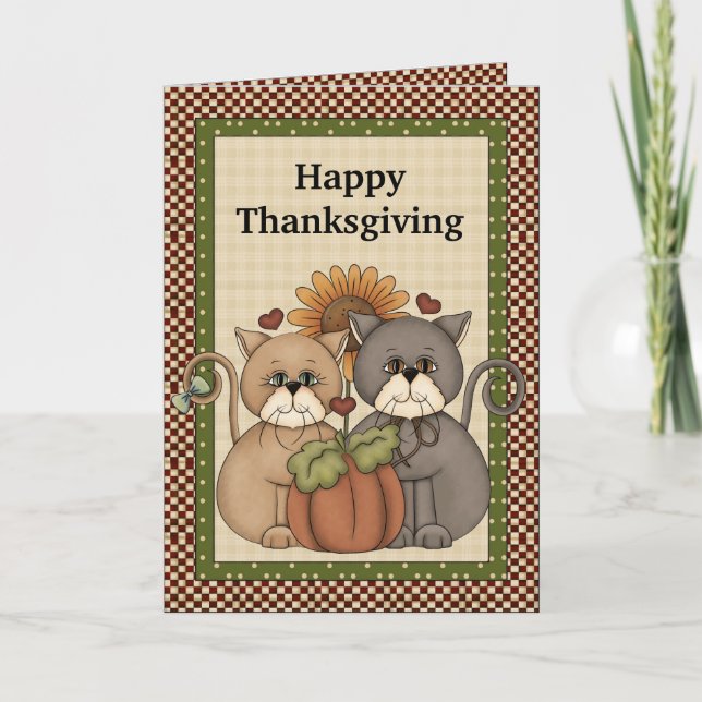 Thanksgiving Kort för hälsning av katter (Framsida)
