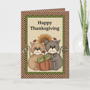 Thanksgiving Kort för hälsning av katter