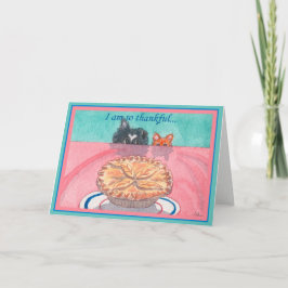 Thanksgiving kort, hund och kattplanering en paj-h helgkort
