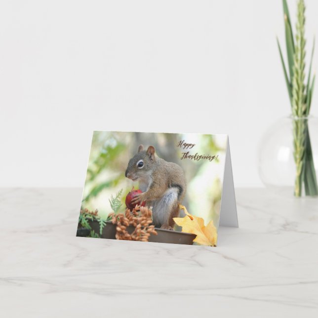 Thanksgiving kort Mr Bickles the Squirrel 5 x 7 tu (Framsida)