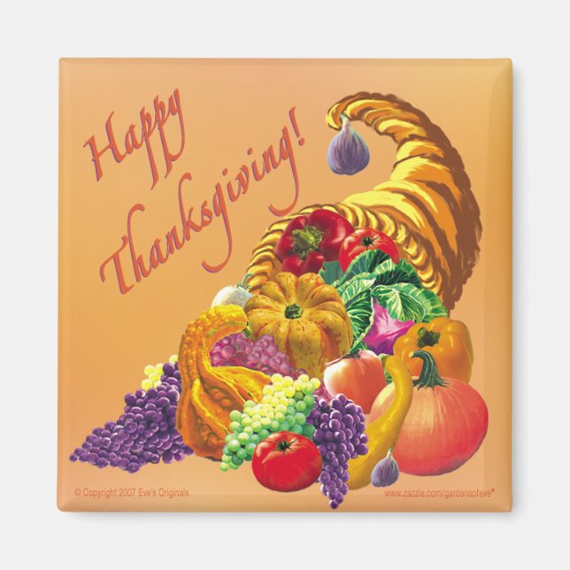 THANKSGIVING, kvadratisk ruta Magnet (Framsidan)