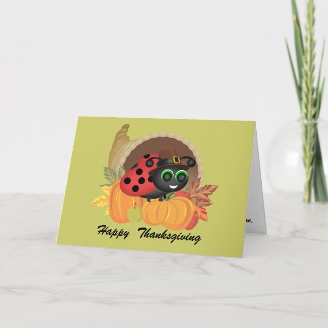 Thanksgiving Ladybug Cornucopia Card Helgkort (Framsida)