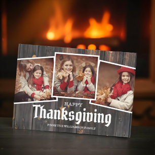Thanksgiving Land Rustic Wood Family Photo
