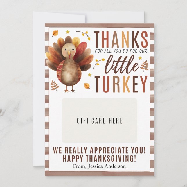 Thanksgiving Lärare, innehavare av kreditkort Inbjudningar (Framsida)