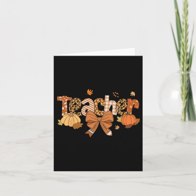 Thanksgiving Lärare Leopard Fall Pumpkin Autumn T Kort (Framsida)