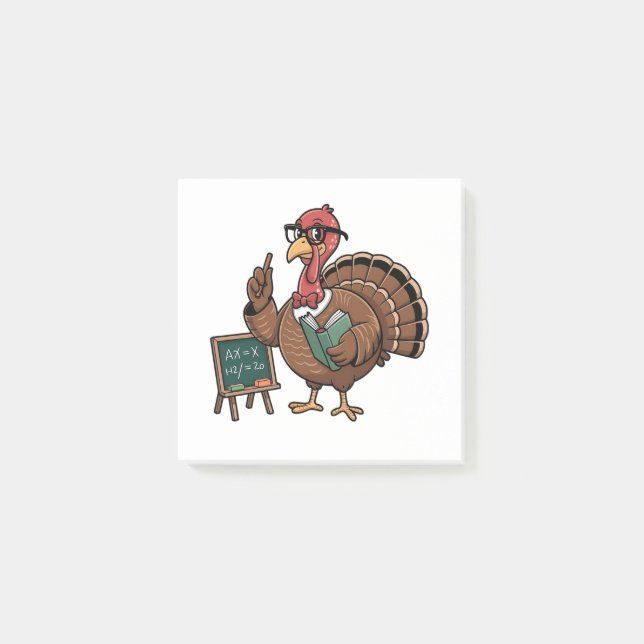 Thanksgiving Lärare Turkey Educated Gobbler Post-it Block (Framsida)