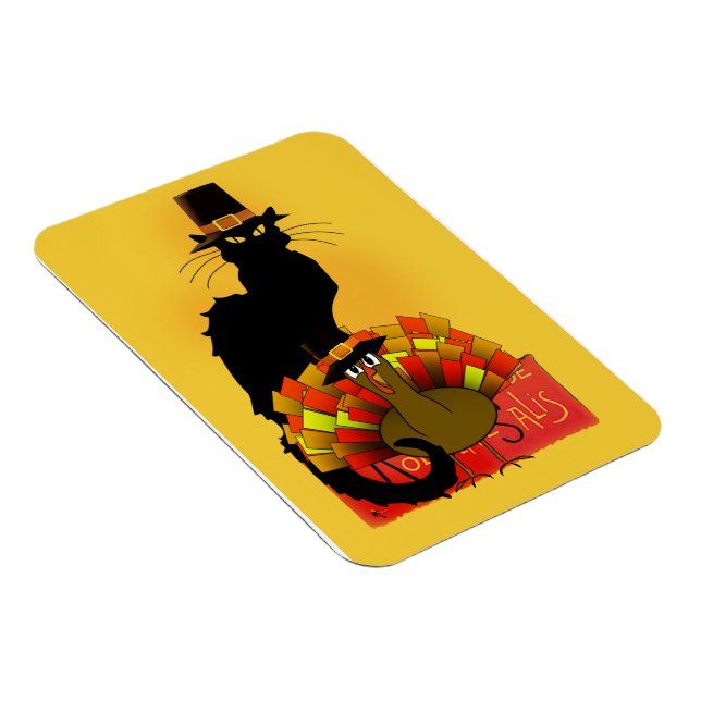 Thanksgiving Le Chatta Noir med Turkiet Pilgrim Magnet (Högersidan)