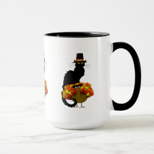 Thanksgiving Le Chatta Noir med Turkiet Pilgrim Mugg