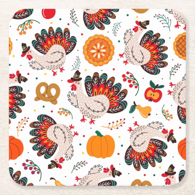 Thanksgiving ledamot, jag är Lycklig eftersom jag  Underlägg Papper Kvadrat (Framsidan)