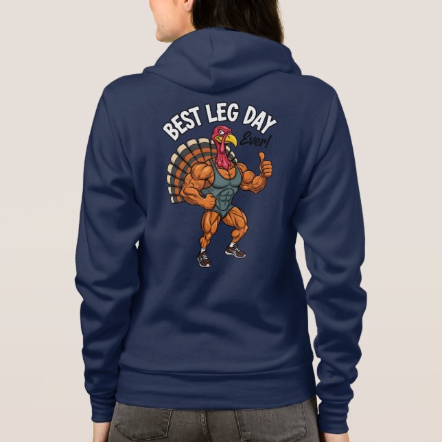 Thanksgiving Leg Day Adult Full-Zip Hoodie T Shirt (Baksida)