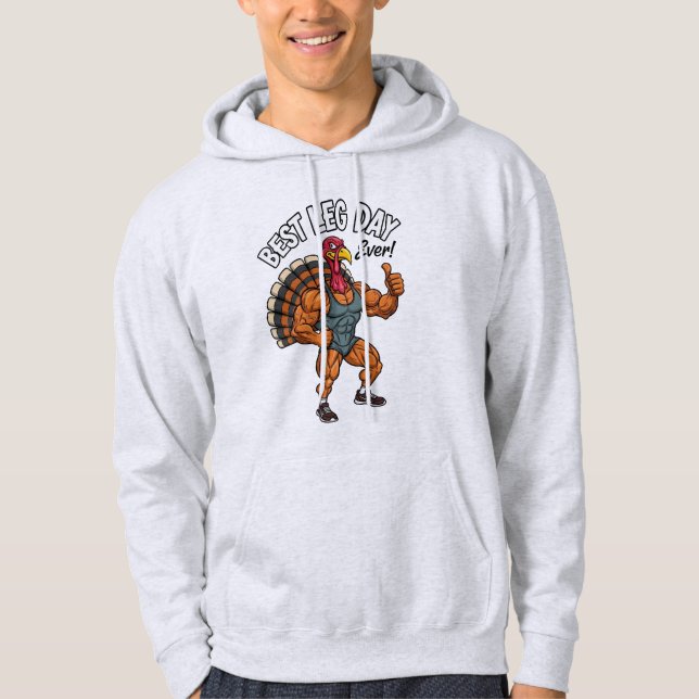 Thanksgiving Leg Day Adult Pullover Hoodie (Framsida)