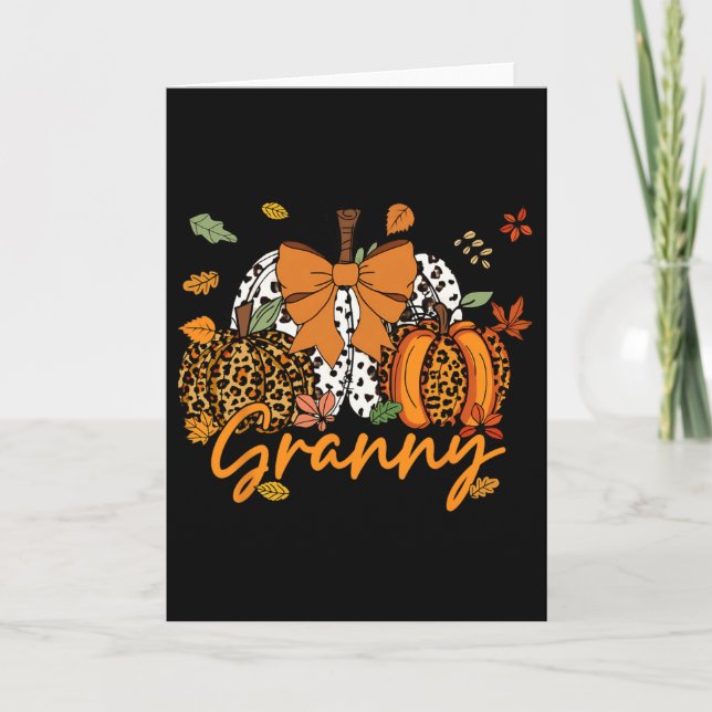 Thanksgiving Leopard Pumpkin Coquette Bow M Kort (Framsida)