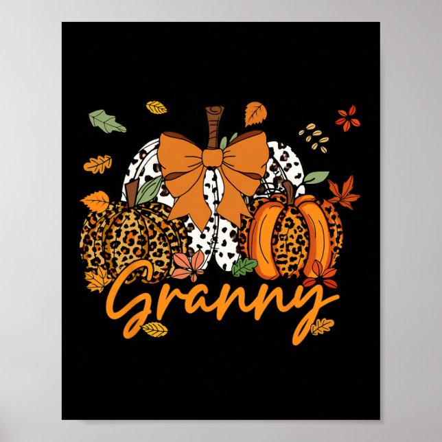 Thanksgiving Leopard Pumpkin Coquette Bow M Poster (Framsidan)