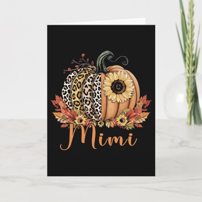 Thanksgiving Leopard Pumpkin och Solros Mimi Kort (Framsida)