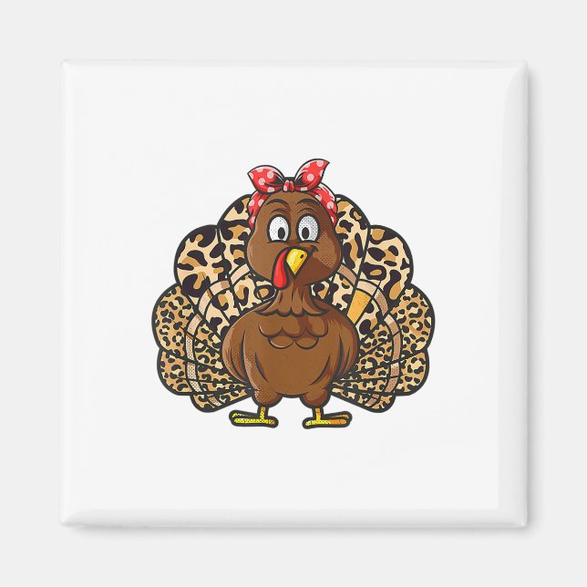 Thanksgiving Leopard Turkey Thanksgiving Autumn Fa Magnet (Framsidan)