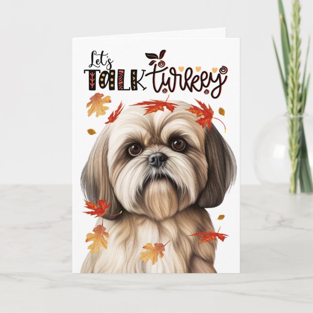 Thanksgiving Lhasa Apso Låt oss tala Turkiet Helgkort (Framsida)