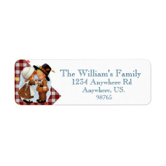 Thanksgiving lille pilgrims sapphire helgdag returadress etikett