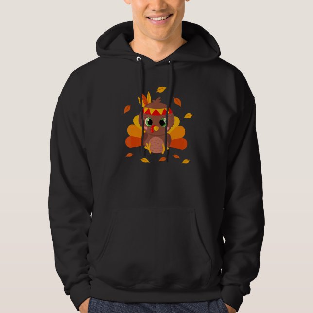 Thanksgiving Little Turkey Day Gobble Fall Småbarn Hoodie (Framsida)