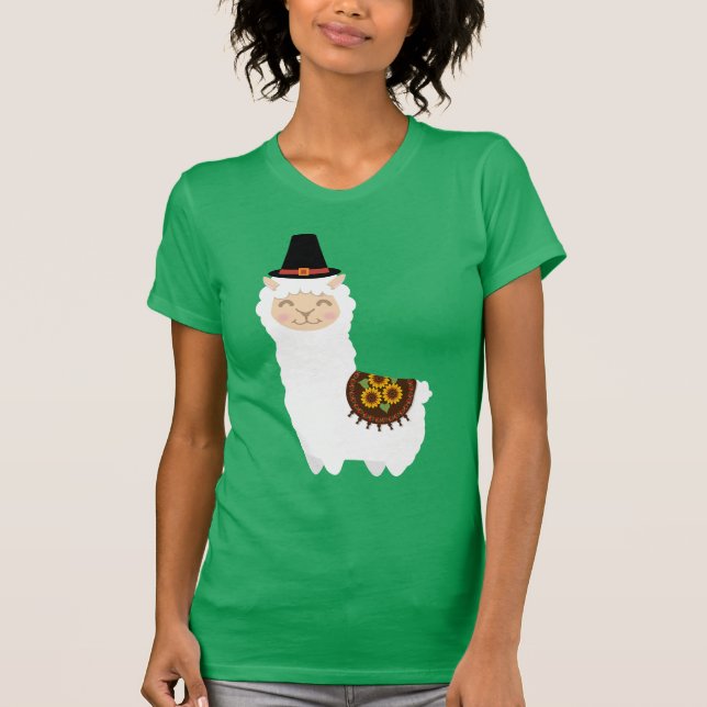Thanksgiving Llama T Shirt (Framsida)