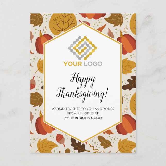 Thanksgiving Logotyp visitkort Vykort (Framsida)