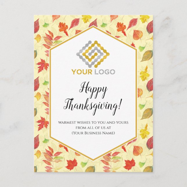 Thanksgiving Löv Logotyp Business Postcard Vykort (Framsida)