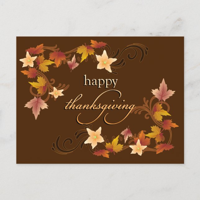 Thanksgiving Lövs-tema Helg Vykort (Framsida)
